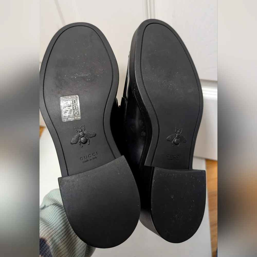 Gucci Mr Horsebit Platform Loafers Women’s EU 36.5 US 6.5 Black Leather Lug Sole - Picture 7 of 10
